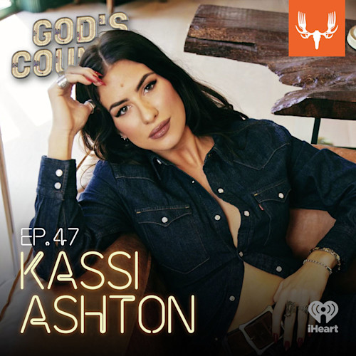 Woman reclining in denim shirt, overlay text "EP.47 KASSI ASHTON"
