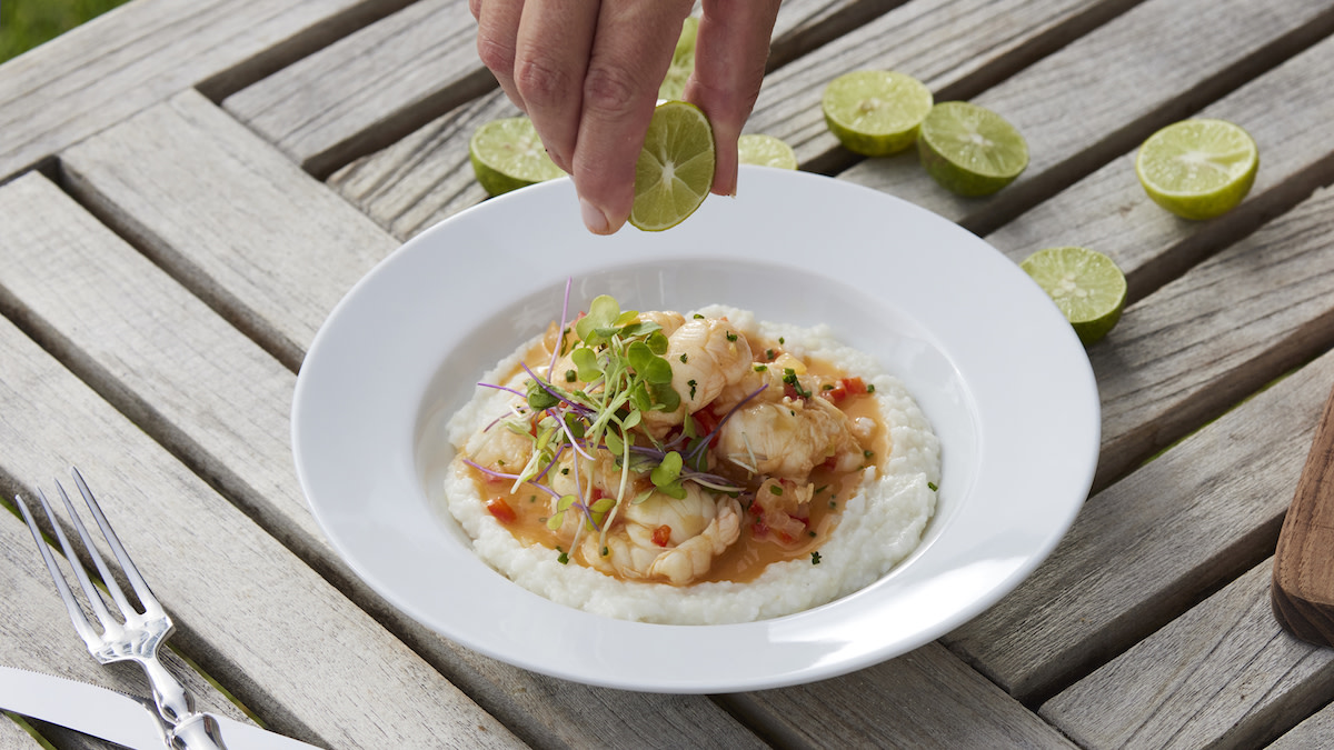Spiny Lobster with Coconut Grits