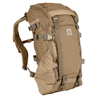 Tan Apex pack with FHF GEAR patch, padded shoulder straps and quick-release buckles