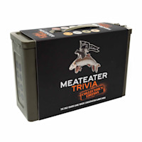 MeatEater Trivia collector's edition ammo-can box with text "MEATEATER TRIVIA" and "COLLECTOR'S EDITION"