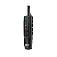 Black handheld transmitter labeled 'GARMIN TRI-TRONICS' with antenna and control buttons