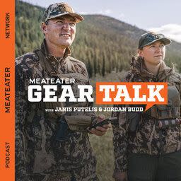 Two hunters in camouflage with mountain background; MEATEATER GEAR TALK — Janis Putelis & Jordan Budd