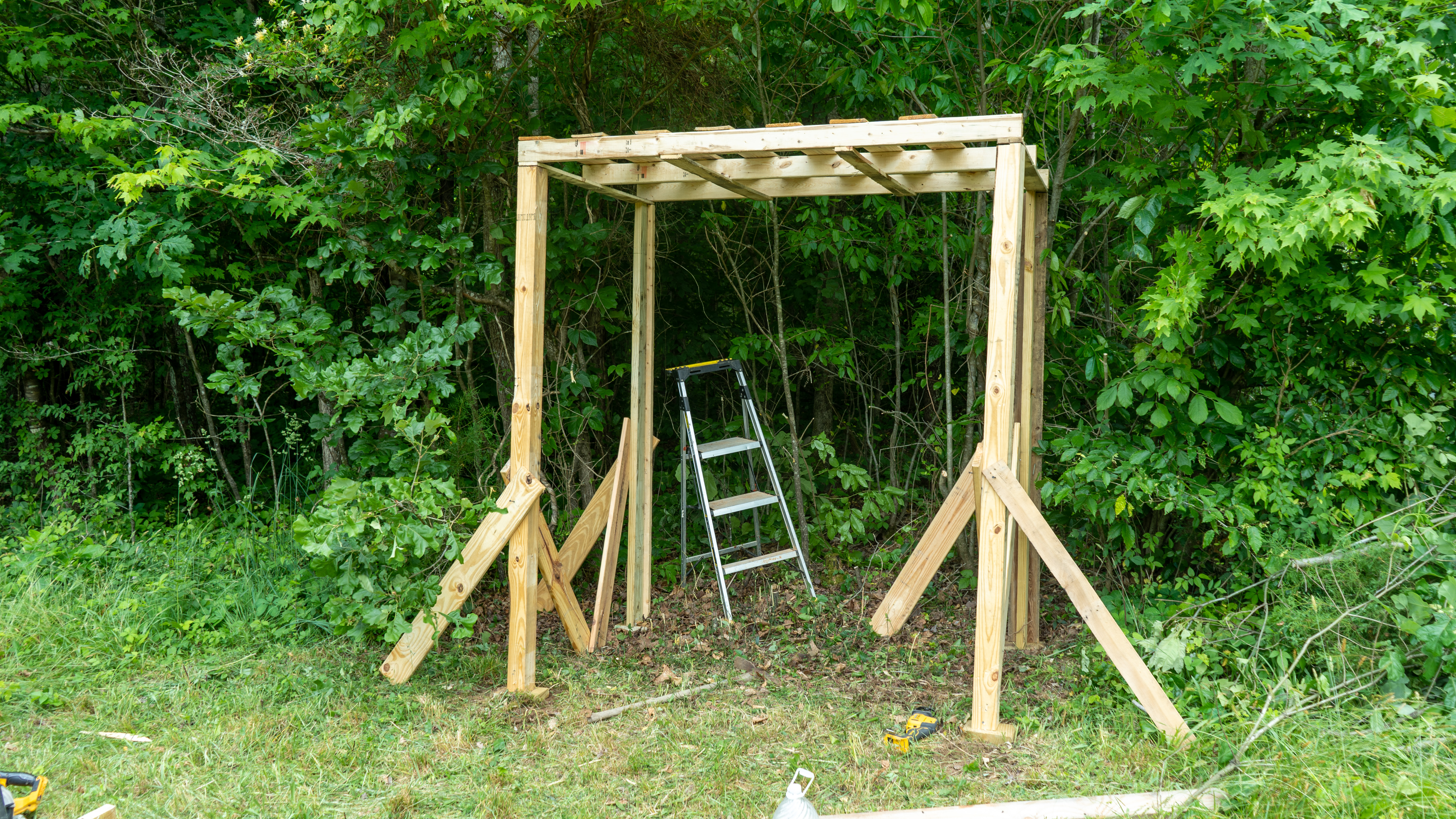 building a wooden deer stand