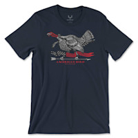 Navy t-shirt with turkey graphic and text AMERICA'S BIRD and MEATEATER
