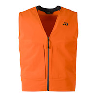 First Lite orange hunting vest with front zipper and small logo on chest