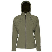 Women's Suppressor jacket, olive hooded full-zip with chest zip vents and hand pockets