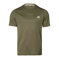 First Lite Yuma mens olive synthetic short-sleeve crew with chest logo