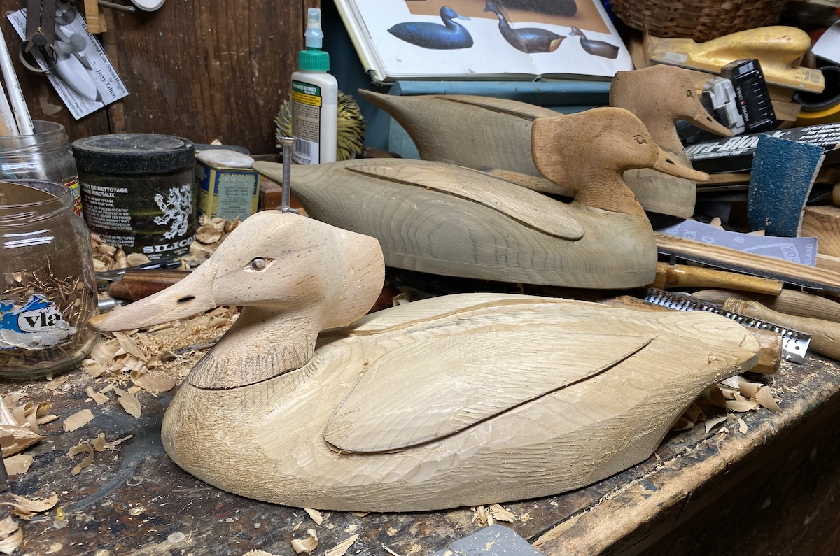 wooden decoy carving