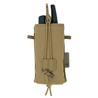 Tan radio/GPS pouch with two black antennas; tag reads FHF GEAR Made in the USA