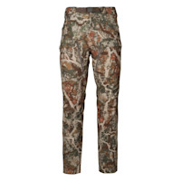 308 Whitetail camouflage hunting pants with diagonal zippered thigh vents and webbing belt