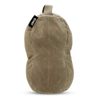 Peanut shooting bag in khaki with top loop and black tag reading MDT