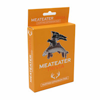 MEATEATER TRIVIA — HUNTING EXPANSION PACK: orange box with squirrel-on-fish graphic and flag "Game On, Suckers!"