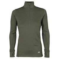 Womens First Lite Furnace quarter-zip pullover olive green with thumbholes