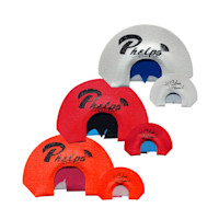 Phelps three-pack diaphragm turkey calls, red and white discs with Phelps logo