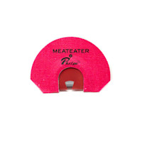 Pink turkey diaphragm call with printed text MEATEATER and Phelps