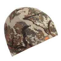 Camouflage beanie with orange First Lite logo tag