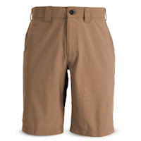 Men's Guide Lite knee-length tan shorts with button waist and belt loops