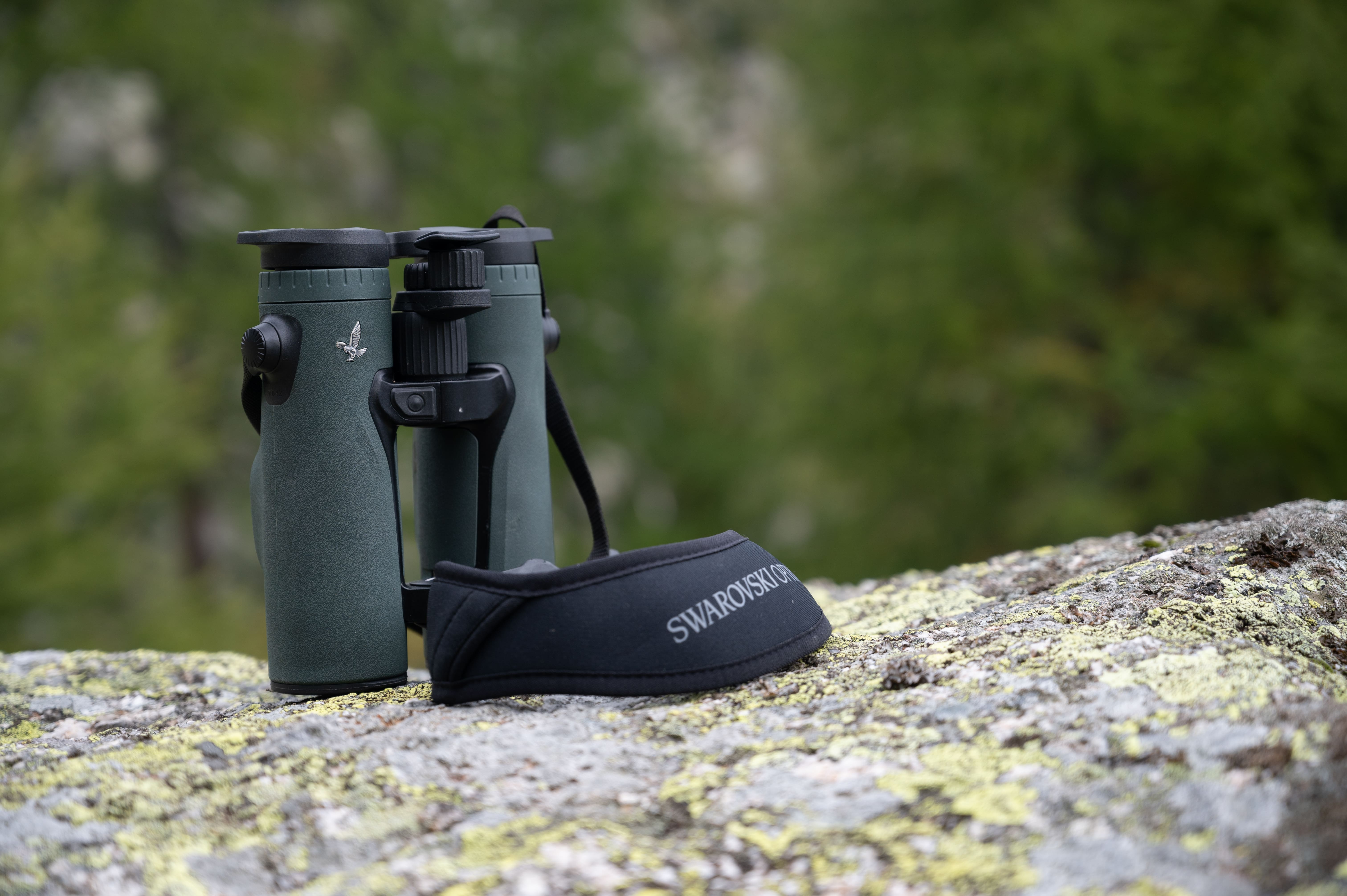Hunting chamois with the EL Range TA in the Swiss Alps H/ - binoculars standing on stone - 6913