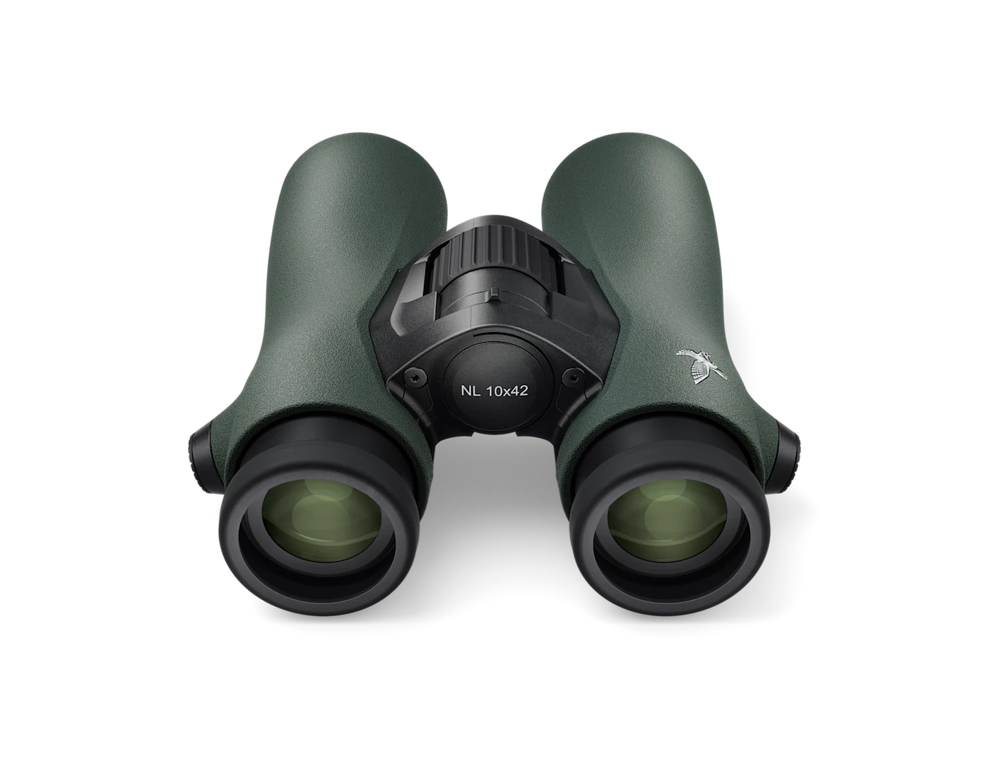 Rear-side studio view of the Swarovski NL Pure 10x42 Green