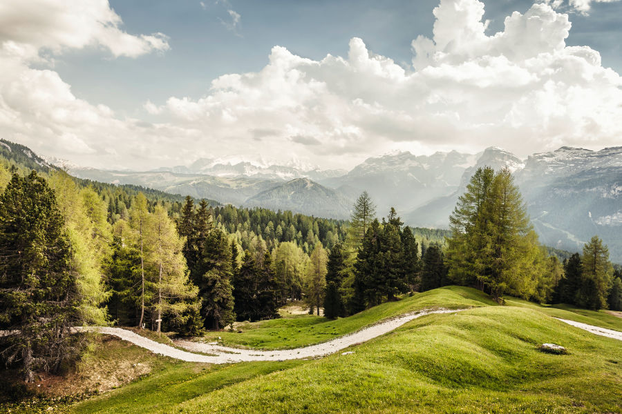 Scenic view, Heiligkreuz, Alta Badia South Tyrol, Italy