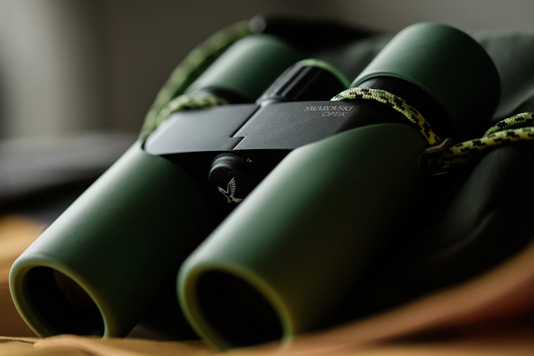 Close detail of the Swarovski CL Companion Mark III Mountain Green binocular and redesigned bridge