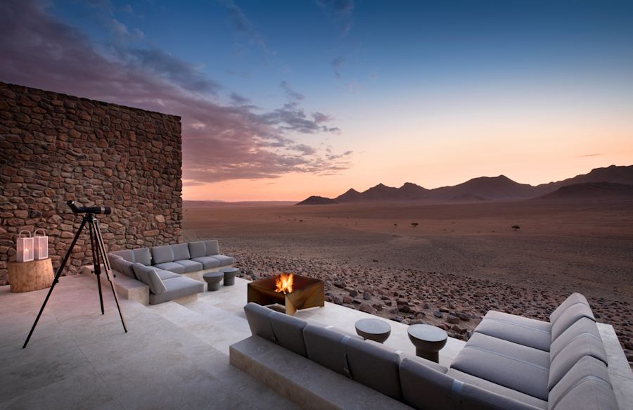  Sossusvlei-Desert-Lodge-Room-the-star-dune-suite-telescope-at-outside-lounge-at-sunset