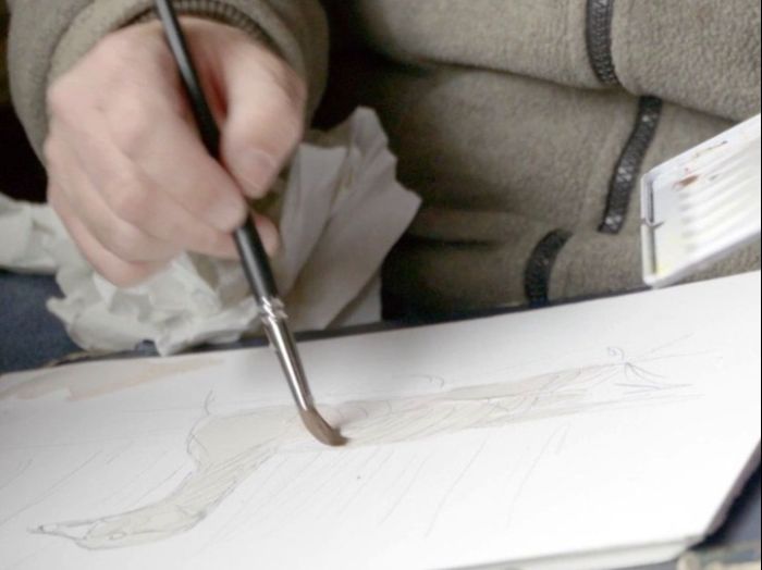 #gobirdingvlog Episode 2: Leander Khil meets the wildlife illustrator Szabolcs Kókay - drawing brush