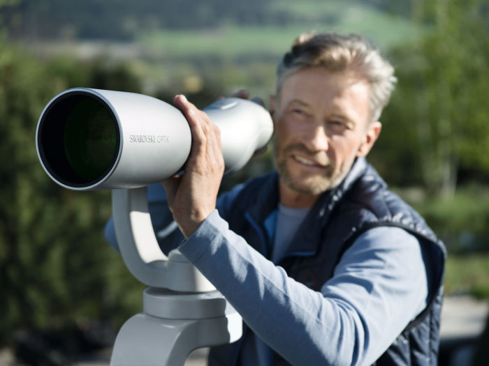 Experience breathtaking views in the garden of Swarovski Crystal Worlds in Wattens, Tyrol through the ST Vista outdoor spotting scope.