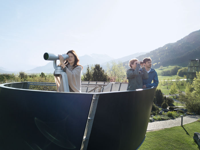 The ST Vista outdoor spotting scope provides breathtaking viewpoints in the garden of Swarovski Crystal Worlds.