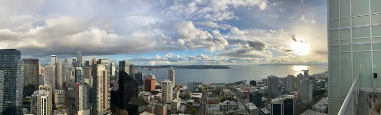 Panoramic view from the 41st floor of the South Insignia Tower in Downtown Seattle, WA