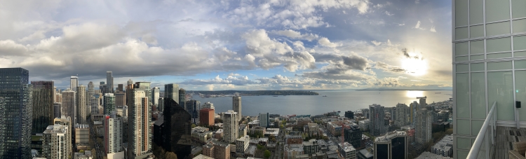 Panoramic view from the 41st floor of the South Insignia Tower in Downtown Seattle, WA