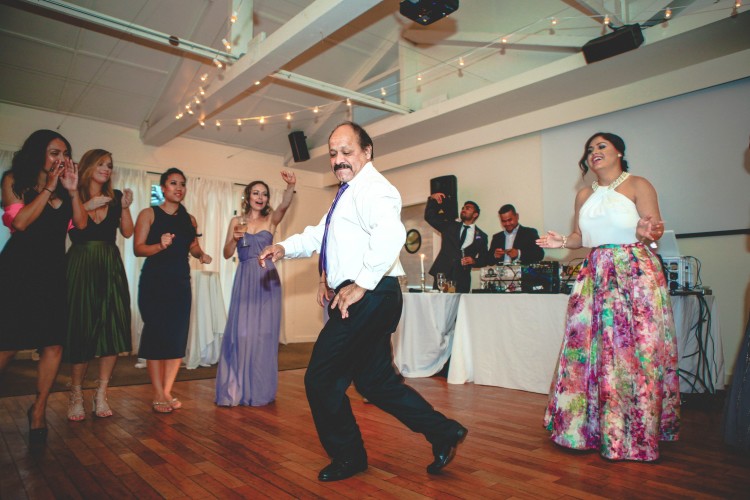 Father of the bride getting the dance floor warmed up