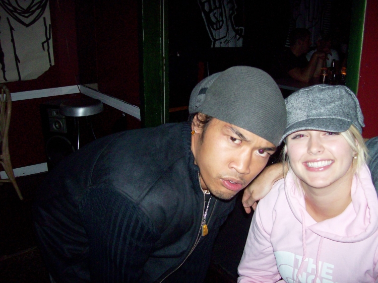 Rufio and a blonde woman wearing The North West Hoodie at The Maharaja Cuisine of India