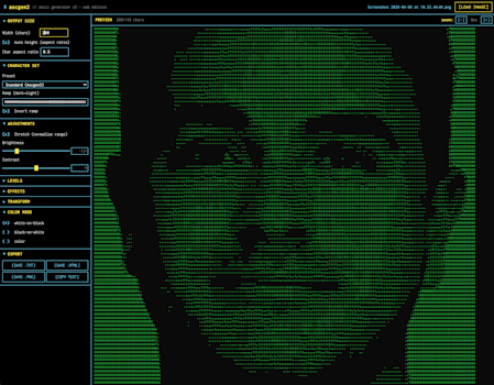 Ascii Generator 2 web edition screenshot