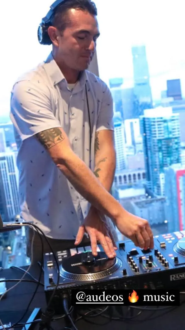 DJ Audeos getting warmed up for The Six Studio 4-Year Anniversary Party