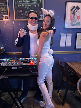 DJ Audeos in his Christopher Moltisanti costume Halloween 2025 at Gan Bei Bar in Seattle