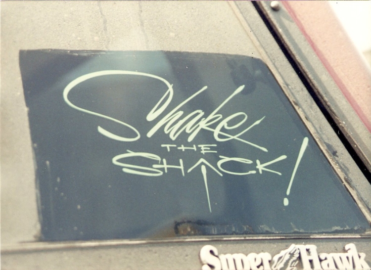 "Shake the Shack" lettering job by Greg Reid
