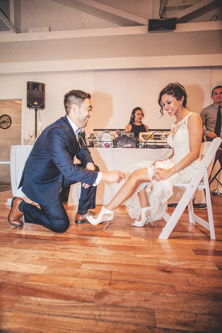 Taking a quick break for the garter toss