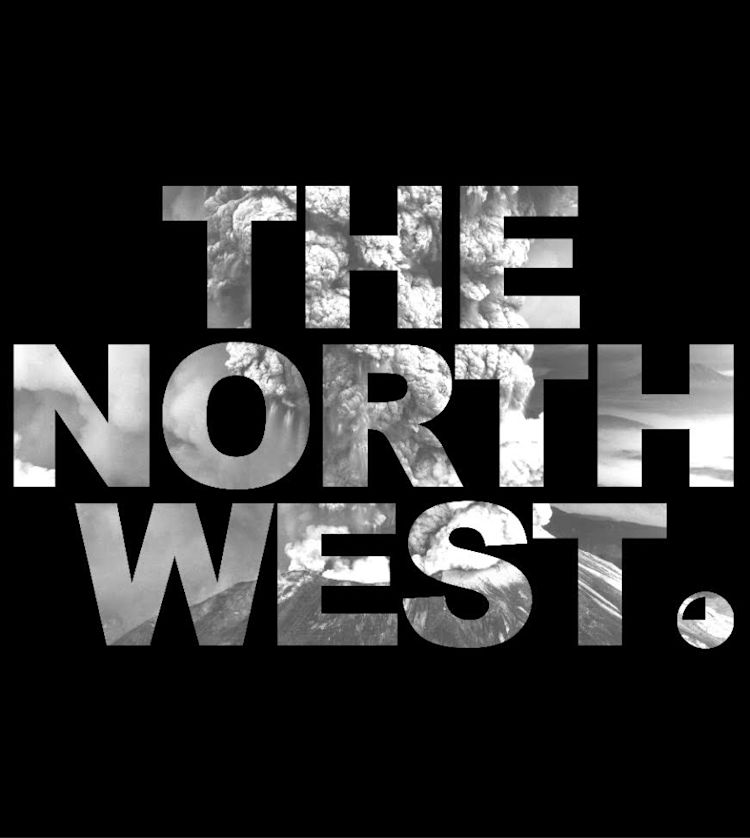 The Northwest new logo — bold caps cut from Mt. St. Helens eruption imagery