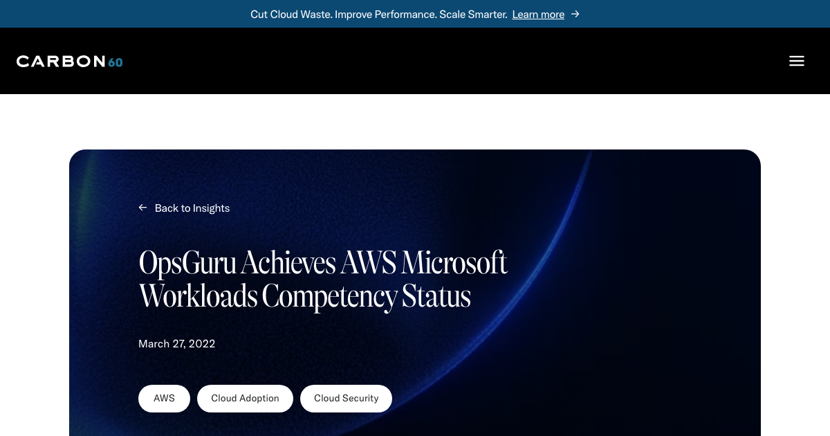OpsGuru Achieves AWS Microsoft Workloads Competency Status | Carbon60