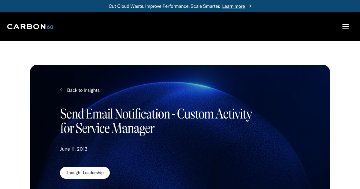 Send Email Notification - Custom Activity for Service Manager | Carbon60