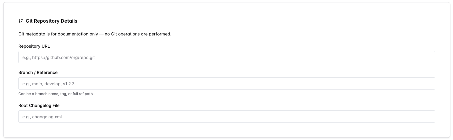create changelog git details