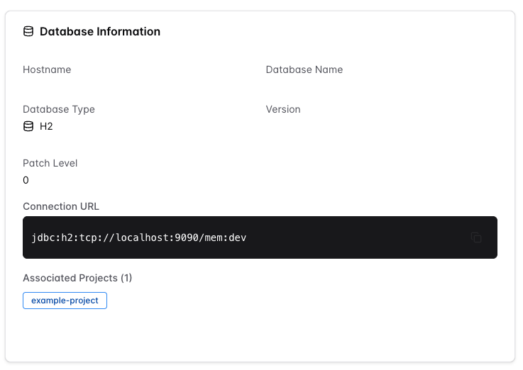 database connection details database info