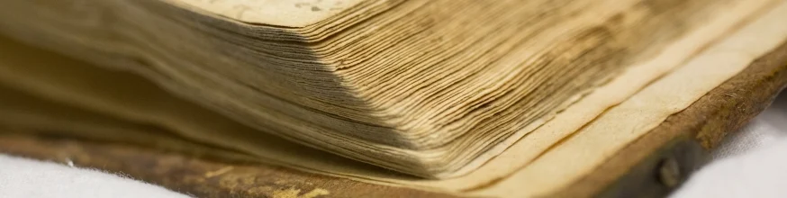 Leather-bound pages of a rare book