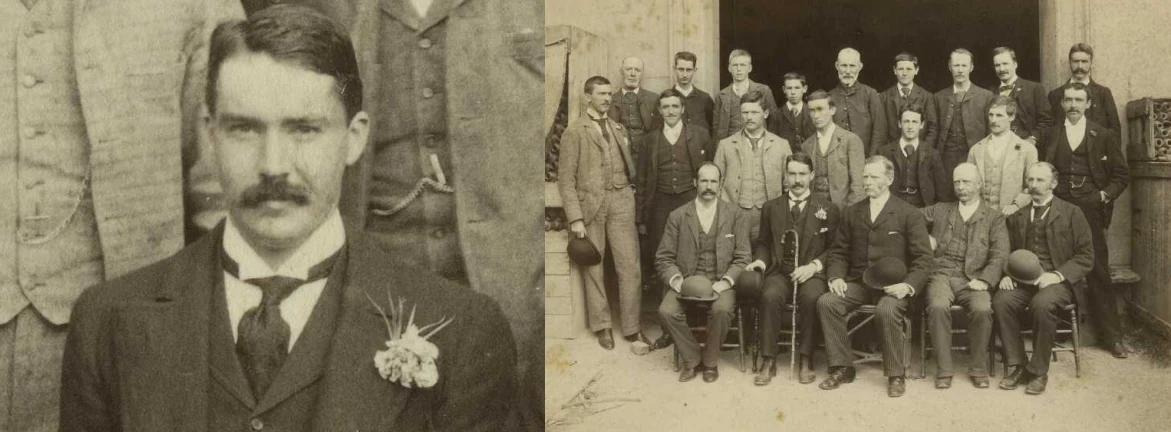 Members and staff of the firm of W & G Turnbull (general importers and shipping agents) and Company including Alexander Turnbull (front row, second from left).