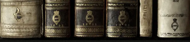 Detail of books from the GA Rare Book collection