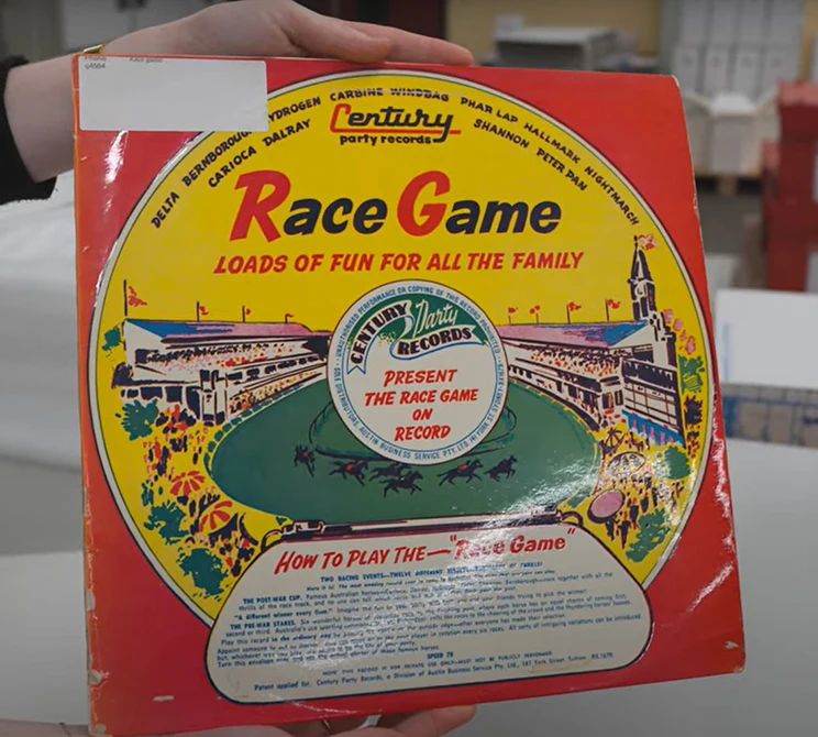 Colourful vinyl record cover, title is Race Game, load of fun for the family. 
