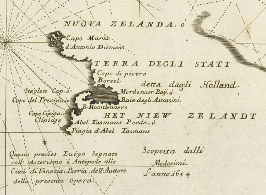 A crop of Vincenzo Coronelli's map of the Pacific ocean.