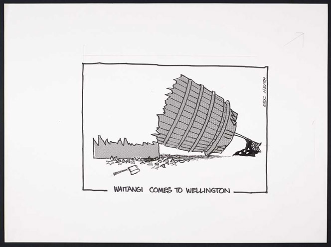 Cartoon of the Beehive cut down.
