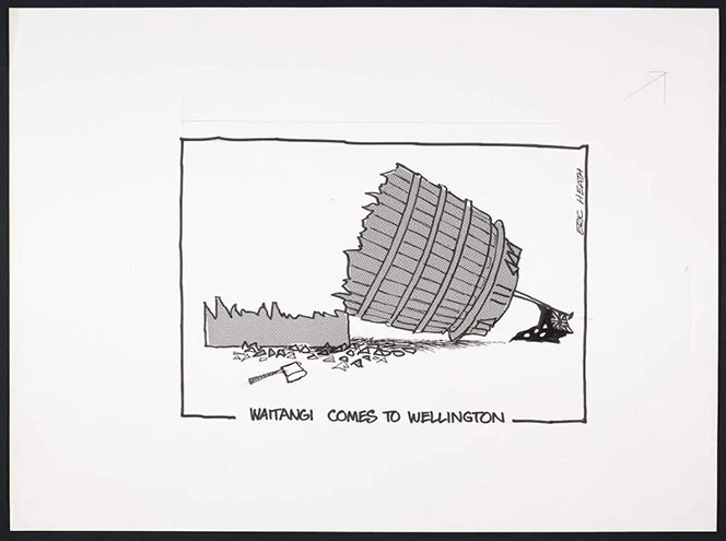 Cartoon of the Beehive cut down.